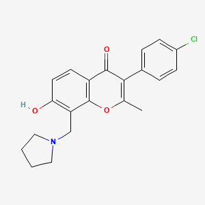 molecular formula C21H20ClNO3 B2838796 3-(4-chlorophenyl)-7-hydroxy-2-methyl-8-[(pyrrolidin-1-yl)methyl]-4H-chromen-4-one CAS No. 848753-89-9