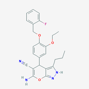 6-Amino-4-{3-ethoxy-4-[(2-fluorobenzyl)oxy]phenyl}-3-propyl-1,4-dihydropyrano[2,3-c]pyrazole-5-carbonitrile