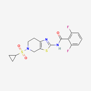 molecular formula C16H15F2N3O3S2 B2838805 N-(5-(环丙基磺酰)-4,5,6,7-四氢噻唑并[5,4-c]吡啶-2-基)-2,6-二氟苯甲酰胺 CAS No. 1396885-82-7
