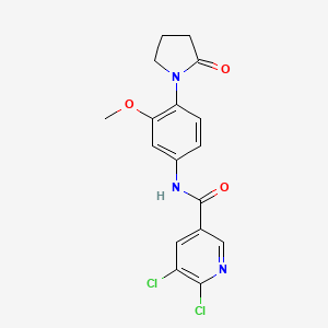 molecular formula C17H15Cl2N3O3 B2838807 5,6-dichloro-N-[3-methoxy-4-(2-oxopyrrolidin-1-yl)phenyl]pyridine-3-carboxamide CAS No. 1325004-81-6