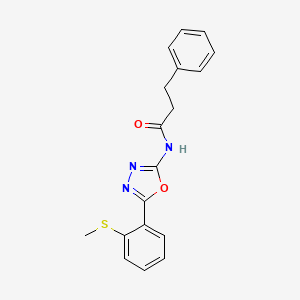 molecular formula C18H17N3O2S B2838808 N-[5-(2-methylsulfanylphenyl)-1,3,4-oxadiazol-2-yl]-3-phenylpropanamide CAS No. 886910-51-6