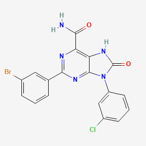 molecular formula C18H11BrClN5O2 B2838811 2-(3-bromophenyl)-9-(3-chlorophenyl)-8-oxo-8,9-dihydro-7H-purine-6-carboxamide CAS No. 887887-47-0