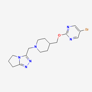 molecular formula C16H21BrN6O B2838819 3-[[4-[(5-Bromopyrimidin-2-yl)oxymethyl]piperidin-1-yl]methyl]-6,7-dihydro-5H-pyrrolo[2,1-c][1,2,4]triazole CAS No. 2379994-03-1