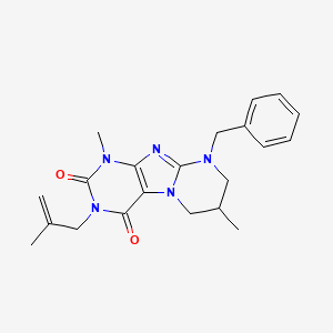molecular formula C21H25N5O2 B2838838 9-苄基-1,7-二甲基-3-(2-甲基丙烯基)-7,8-二氢-6H-嘌呤[7,8-a]嘧啶-2,4-喹酮 CAS No. 877616-18-7