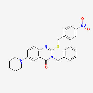 3-Benzyl-2-[(4-nitrophenyl)methylsulfanyl]-6-piperidin-1-ylquinazolin-4-one
