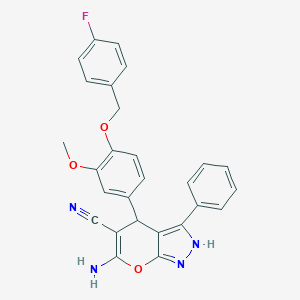 6-Amino-4-{4-[(4-fluorobenzyl)oxy]-3-methoxyphenyl}-3-phenyl-1,4-dihydropyrano[2,3-c]pyrazole-5-carbonitrile