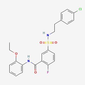 molecular formula C23H22ClFN2O4S B2838854 5-(N-(4-chlorophenethyl)sulfamoyl)-N-(2-ethoxyphenyl)-2-fluorobenzamide CAS No. 451500-47-3