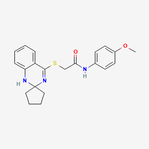 molecular formula C21H23N3O2S B2838860 N-(4-methoxyphenyl)-2-{1'H-spiro[cyclopentane-1,2'-quinazoline]sulfanyl}acetamide CAS No. 894873-77-9