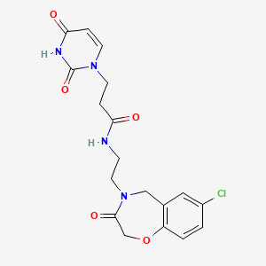 molecular formula C18H19ClN4O5 B2838866 N-(2-(7-chloro-3-oxo-2,3-dihydrobenzo[f][1,4]oxazepin-4(5H)-yl)ethyl)-3-(2,4-dioxo-3,4-dihydropyrimidin-1(2H)-yl)propanamide CAS No. 2034457-09-3