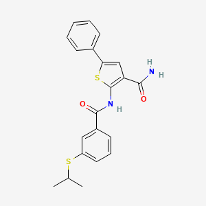 molecular formula C21H20N2O2S2 B2838873 2-(3-(异丙硫基)苯甲酰基)-5-苯基噻吩-3-甲酰胺 CAS No. 952815-98-4