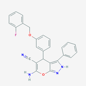 6-Amino-4-{3-[(2-fluorobenzyl)oxy]phenyl}-3-phenyl-1,4-dihydropyrano[2,3-c]pyrazole-5-carbonitrile