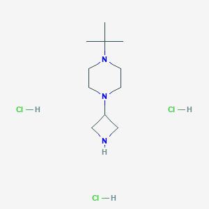 molecular formula C11H26Cl3N3 B2838880 1-(Azetidin-3-yl)-4-tert-butylpiperazine;trihydrochloride CAS No. 2413897-08-0