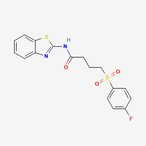 molecular formula C17H15FN2O3S2 B2838885 N-(benzo[d]thiazol-2-yl)-4-((4-fluorophenyl)sulfonyl)butanamide CAS No. 941987-49-1
