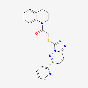 molecular formula C21H18N6OS B2838892 1-{[(6-Pyridin-2-yl[1,2,4]triazolo[4,3-b]pyridazin-3-yl)thio]acetyl}-1,2,3,4-tetrahydroquinoline CAS No. 894055-66-4