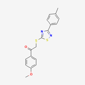 molecular formula C18H16N2O2S2 B2838897 1-(4-Methoxyphenyl)-2-((3-(p-tolyl)-1,2,4-thiadiazol-5-yl)thio)ethanone CAS No. 864917-62-4