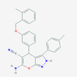 6-Amino-4-{3-[(2-methylbenzyl)oxy]phenyl}-3-(4-methylphenyl)-1,4-dihydropyrano[2,3-c]pyrazole-5-carbonitrile