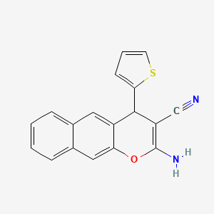 molecular formula C18H12N2OS B2838900 2-氨基-4-(2-噻吩基)-4H-苯并[g]咔喱-3-碳腈 CAS No. 861208-26-6