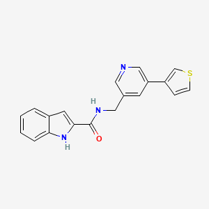N-((5-(thiophen-3-yl)pyridin-3-yl)methyl)-1H-indole-2-carboxamide