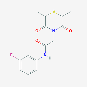 molecular formula C14H15FN2O3S B2838908 2-(2,6-二甲基-3,5-二氧代噻吗啉-4-基)-N-(3-氟苯基)乙酰胺 CAS No. 868215-47-8