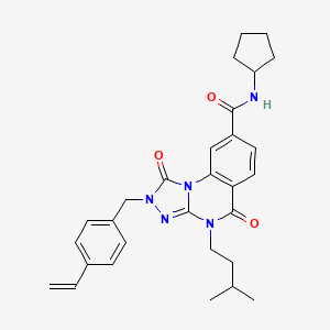 molecular formula C29H33N5O3 B2838927 N-cyclopentyl-4-isopentyl-1,5-dioxo-2-(4-vinylbenzyl)-1,2,4,5-tetrahydro-[1,2,4]triazolo[4,3-a]quinazoline-8-carboxamide CAS No. 1216710-85-8