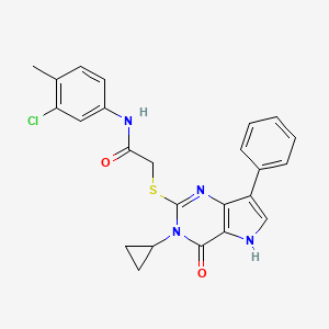molecular formula C24H21ClN4O2S B2838932 N-(3-chloro-4-methylphenyl)-2-((3-cyclopropyl-4-oxo-7-phenyl-4,5-dihydro-3H-pyrrolo[3,2-d]pyrimidin-2-yl)thio)acetamide CAS No. 1794829-48-3