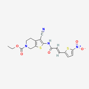 (E)-ethyl 3-cyano-2-(3-(5-nitrothiophen-2-yl)acrylamido)-4,5-dihydrothieno[2,3-c]pyridine-6(7H)-carboxylate