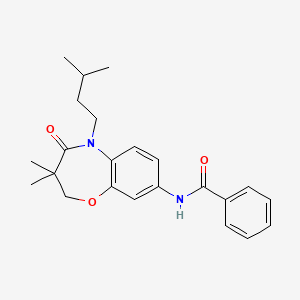 molecular formula C23H28N2O3 B2838946 N-(5-isopentyl-3,3-dimethyl-4-oxo-2,3,4,5-tetrahydrobenzo[b][1,4]oxazepin-8-yl)benzamide CAS No. 921811-60-1