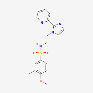 molecular formula C18H20N4O3S B2838947 4-methoxy-3-methyl-N-(2-(2-(pyridin-2-yl)-1H-imidazol-1-yl)ethyl)benzenesulfonamide CAS No. 2034586-85-9