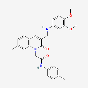 molecular formula C28H29N3O4 B2838950 2-(3-(((3,4-dimethoxyphenyl)amino)methyl)-7-methyl-2-oxoquinolin-1(2H)-yl)-N-(p-tolyl)acetamide CAS No. 932523-75-6