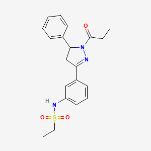 N-[3-(5-phenyl-1-propanoyl-4,5-dihydro-1H-pyrazol-3-yl)phenyl]ethane-1-sulfonamide