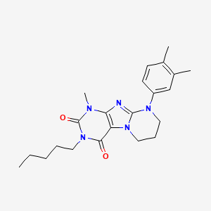 molecular formula C22H29N5O2 B2838957 9-(3,4-dimethylphenyl)-1-methyl-3-pentyl-7,8-dihydro-6H-purino[7,8-a]pyrimidine-2,4-dione CAS No. 848743-03-3