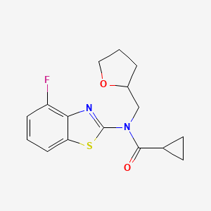 molecular formula C16H17FN2O2S B2838960 N-(4-fluorobenzo[d]thiazol-2-yl)-N-((tetrahydrofuran-2-yl)methyl)cyclopropanecarboxamide CAS No. 920240-44-4