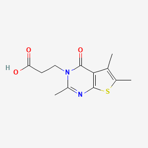 molecular formula C12H14N2O3S B2838968 3-(2,5,6-三甲基-4-氧代噻吩[2,3-d]嘧啶-3(4H)-基)丙酸 CAS No. 942843-60-9