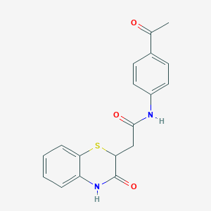 molecular formula C18H16N2O3S B2838970 N-(4-acetylphenyl)-2-(3-oxo-3,4-dihydro-2H-1,4-benzothiazin-2-yl)acetamide CAS No. 406175-88-0