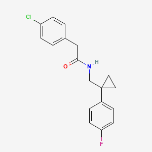 molecular formula C18H17ClFNO B2838972 2-(4-chlorophenyl)-N-((1-(4-fluorophenyl)cyclopropyl)methyl)acetamide CAS No. 1049388-68-2