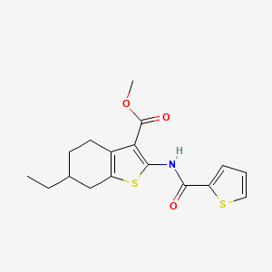 molecular formula C17H19NO3S2 B2838975 Methyl 6-ethyl-2-[(thiophen-2-ylcarbonyl)amino]-4,5,6,7-tetrahydro-1-benzothiophene-3-carboxylate CAS No. 352679-71-1