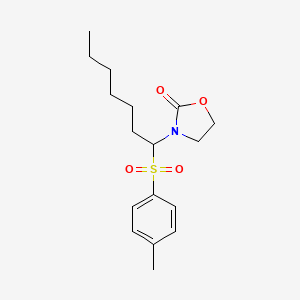 molecular formula C17H25NO4S B2838977 3-{1-[(4-Methylphenyl)sulfonyl]heptyl}-1,3-oxazolan-2-one CAS No. 439096-23-8