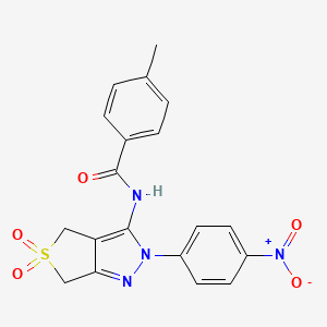 4-methyl-N-(2-(4-nitrophenyl)-5,5-dioxido-4,6-dihydro-2H-thieno[3,4-c]pyrazol-3-yl)benzamide