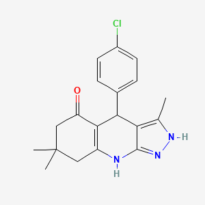 molecular formula C19H20ClN3O B2838983 4-(4-chlorophenyl)-3,7,7-trimethyl-2,4,6,7,8,9-hexahydro-5H-pyrazolo[3,4-b]quinolin-5-one CAS No. 370588-24-2