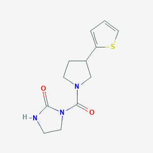 molecular formula C12H15N3O2S B2838988 1-(3-(Thiophen-2-yl)pyrrolidine-1-carbonyl)imidazolidin-2-one CAS No. 2177365-67-0