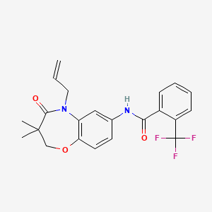 molecular formula C22H21F3N2O3 B2838999 N-(5-allyl-3,3-dimethyl-4-oxo-2,3,4,5-tetrahydrobenzo[b][1,4]oxazepin-7-yl)-2-(trifluoromethyl)benzamide CAS No. 921545-84-8