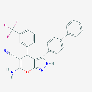 molecular formula C26H17F3N4O B283900 6-Amino-3-(4-phenylphenyl)-4-[3-(trifluoromethyl)phenyl]-2,4-dihydropyrano[2,3-c]pyrazole-5-carbonitrile 