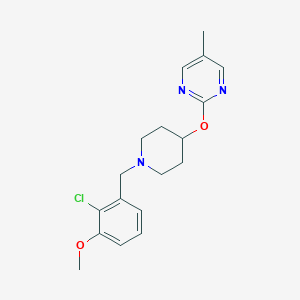 molecular formula C18H22ClN3O2 B2839001 2-[1-[(2-Chloro-3-methoxyphenyl)methyl]piperidin-4-yl]oxy-5-methylpyrimidine CAS No. 2415517-00-7