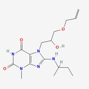 molecular formula C16H25N5O4 B2839014 7-(3-(烯丙氧基)-2-羟基丙基)-8-(丙基氨基)-3-甲基-1H-嘌呤-2,6(3H,7H)-二酮 CAS No. 876893-35-5