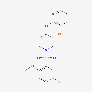 molecular formula C17H18BrFN2O4S B2839017 3-Bromo-2-((1-((5-fluoro-2-methoxyphenyl)sulfonyl)piperidin-4-yl)oxy)pyridine CAS No. 1448129-73-4