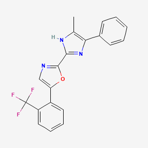 molecular formula C20H14F3N3O B2839022 2-(5-Methyl-4-phenyl-1H-imidazol-2-yl)-5-[2-(trifluoromethyl)phenyl]-1,3-oxazole CAS No. 2413875-51-9
