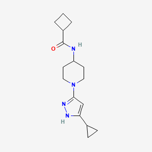 molecular formula C16H24N4O B2839023 N-(1-(5-cyclopropyl-1H-pyrazol-3-yl)piperidin-4-yl)cyclobutanecarboxamide CAS No. 2034200-91-2