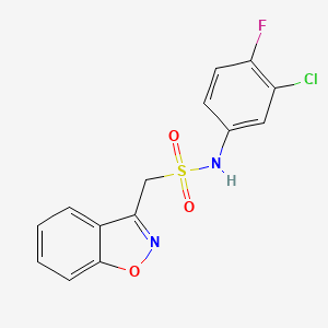 molecular formula C14H10ClFN2O3S B2839024 1-(benzo[d]isoxazol-3-yl)-N-(3-chloro-4-fluorophenyl)methanesulfonamide CAS No. 1797563-62-2