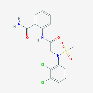 molecular formula C16H15Cl2N3O4S B2839030 2-[[2-(2,3-dichloro-N-methylsulfonylanilino)acetyl]amino]benzamide CAS No. 446055-51-2