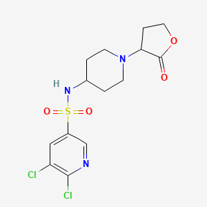 molecular formula C14H17Cl2N3O4S B2839032 5,6-dichloro-N-[1-(2-oxooxolan-3-yl)piperidin-4-yl]pyridine-3-sulfonamide CAS No. 1796904-58-9
